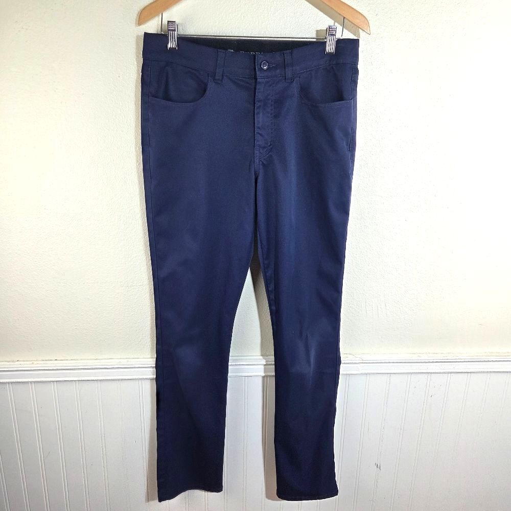 Pebble Beach Men's Navy Blue Golf Pants 32x32 Polyester Stretch Flat Front